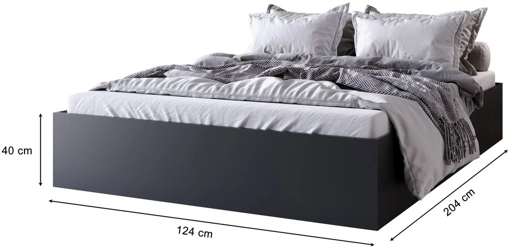 Czarne łóżko z pojemnikiem i materacem 120x200 L7-W98