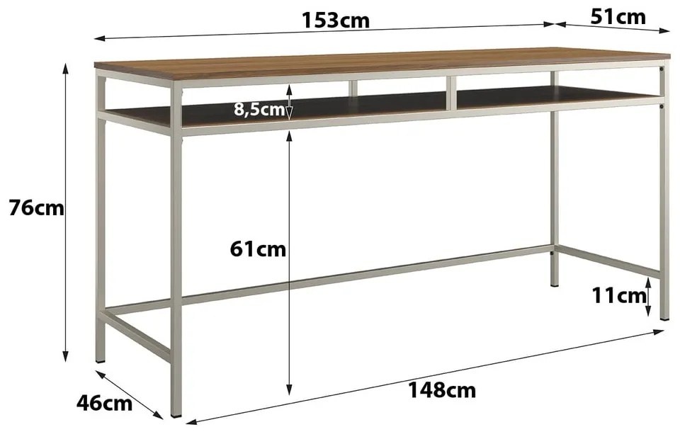 Biurko 51x153 cm Bradford – Støraa