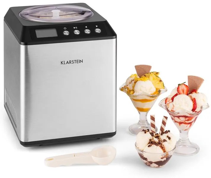 Klarstein Vanilla Sky 2L 180W Maszynka do Lodów z Kompresorem Srebrna