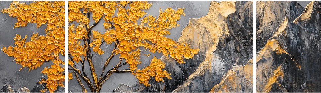 Obraz – Złote drzewo w górach (170x50 cm)