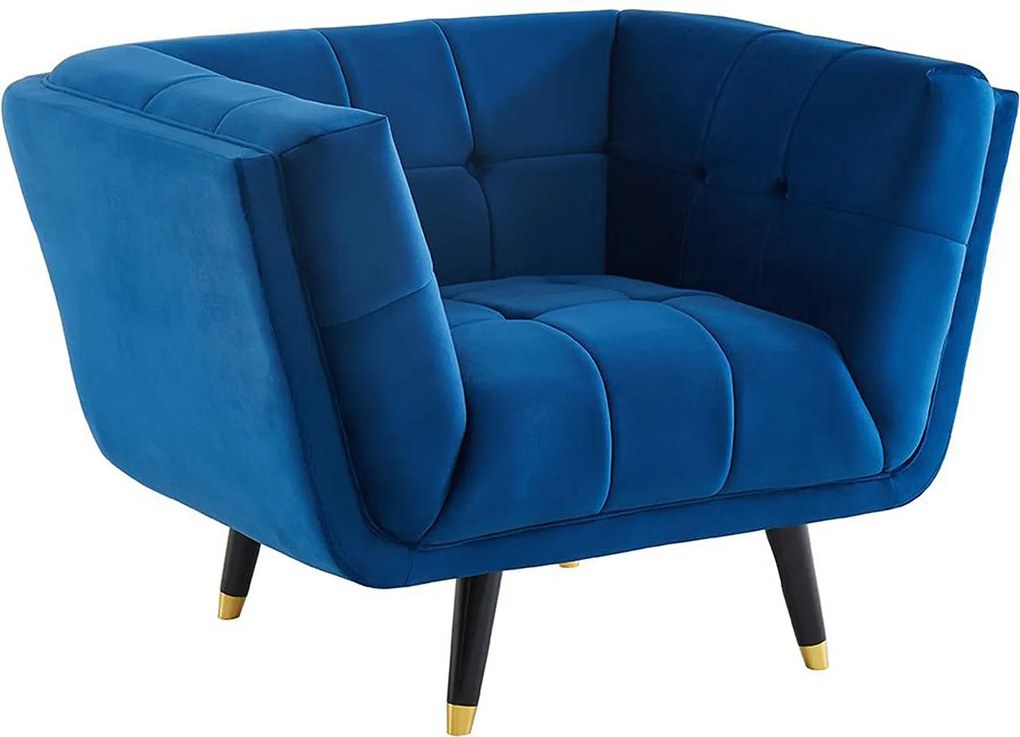 Fotel z weluru – kolor granatowy - SAMANTHA II