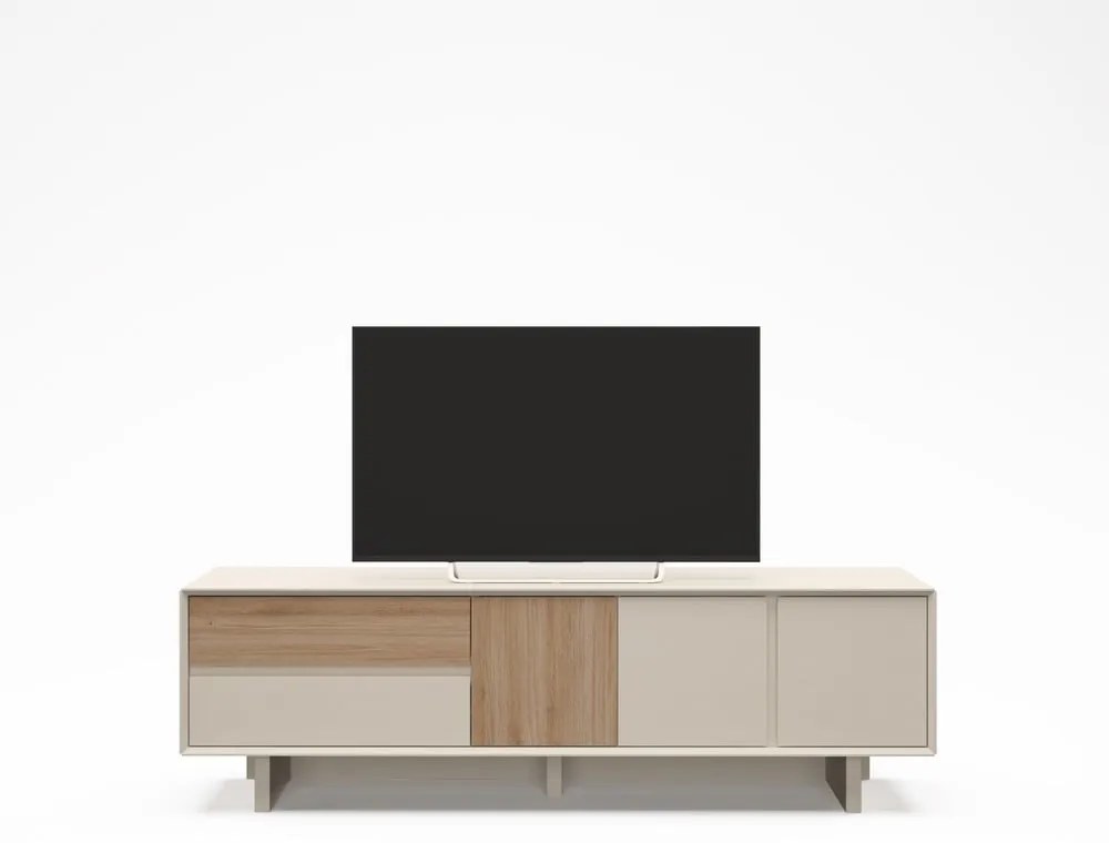 Beżowo-naturalna szafka pod TV w dekorze dębu 180x55x45 cm Carpi – Marckeric