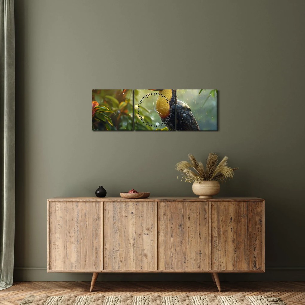 Obraz - Tukan (z zegarem) (90x30 cm)
