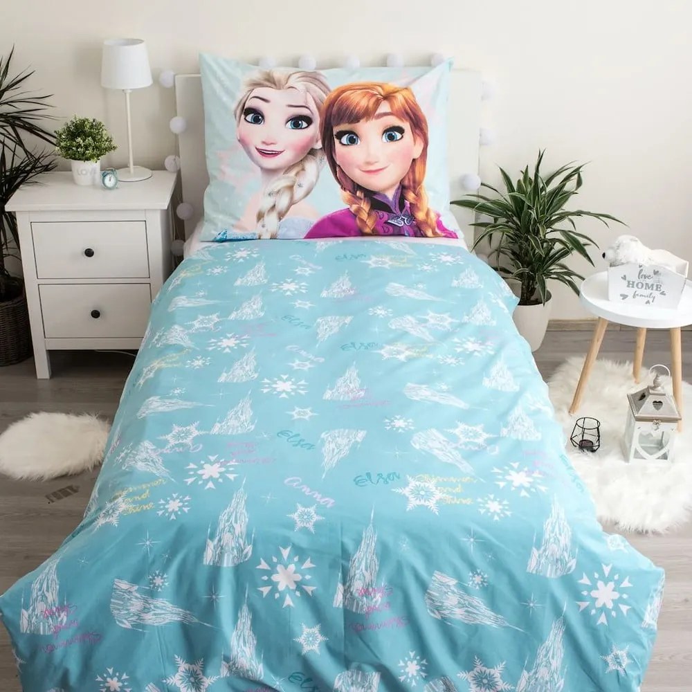 Bawełniana jednoosobowa pościel dziecięca 140x200 cm Frozen "Light blue" – Jerry Fabrics