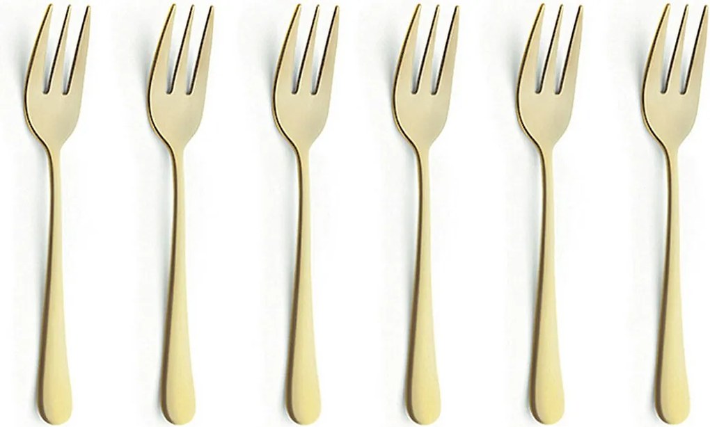 Serwis do ciasta 6 elementów Austin ze stali nierdzewnej w matowym złotym kolorze