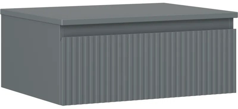 Mexen Rivel szafka łazienkowa podumywalkowa 60 cm z blatem, 1 szuflada, ryflowana , grafit mat - 91A20-06023-1-BFC66