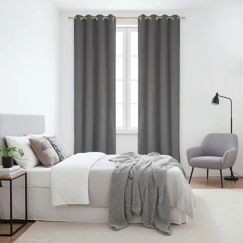 Zasłona gotowa welurowa na przelotkach 140x250 GRAFIT velvet Virella