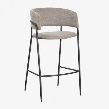 Zestaw 2 Tapicerowanych Wysokich Stołków Nalon Czarny & ↑75 Cm & Tkaniny Piaskowy Brąz - Sklum