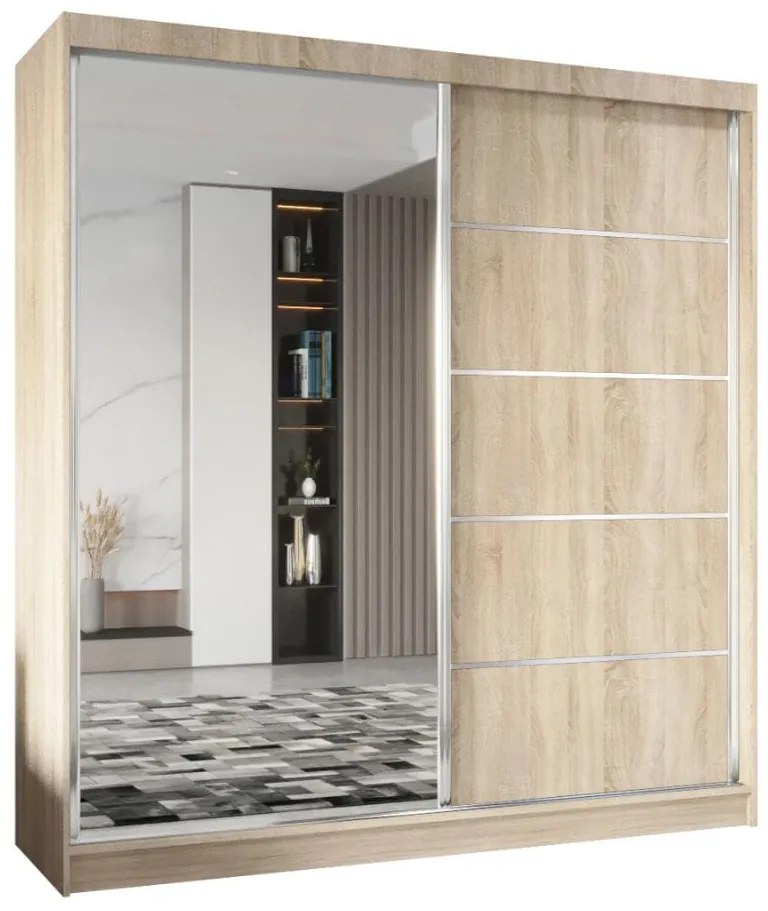 Szafa przesuwna - Marco 200 cm, dąb sonoma