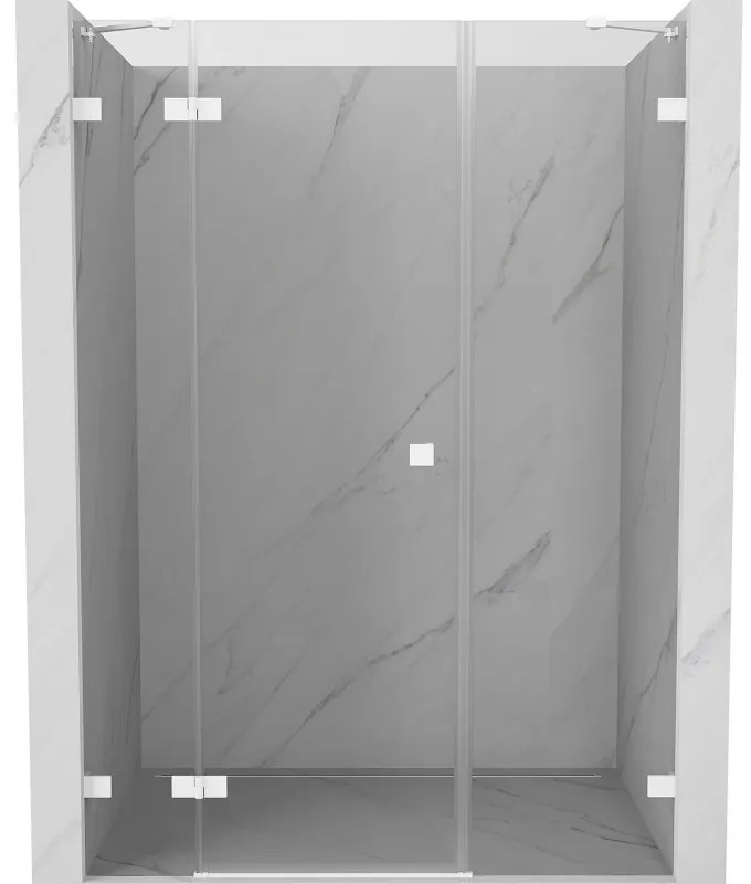 Mexen Lunar drzwi prysznicowe uchylne lewe 130 cm, transparent, białe - 834S-130-050-20-00-L