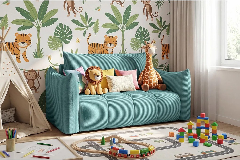 Sofa amerykanka Flo, z funkcją spania, dla dzieci, Poso, niebieski (26)