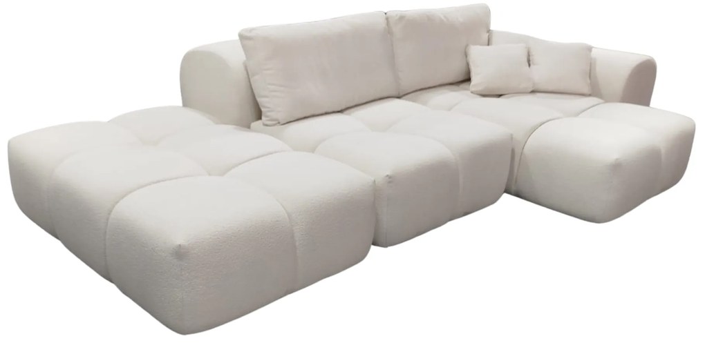 Narożnik sofa modułowa narożna Morano tkanina Manza boucle jasny beż