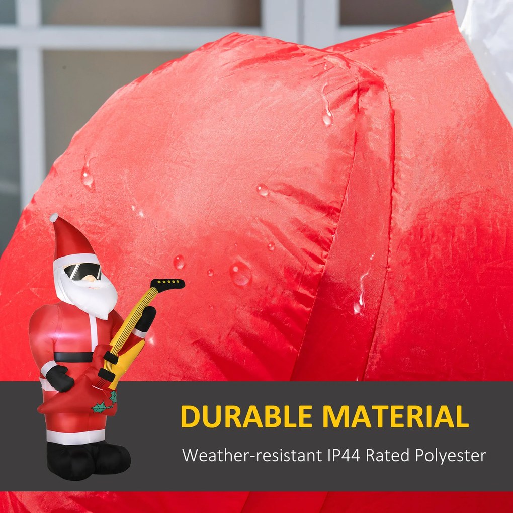 Outsunny Dekoracja Bożonarodzeniowa Nadmuchiwany Mikołaj na Zewnątrz, 140 cm, Czerwony