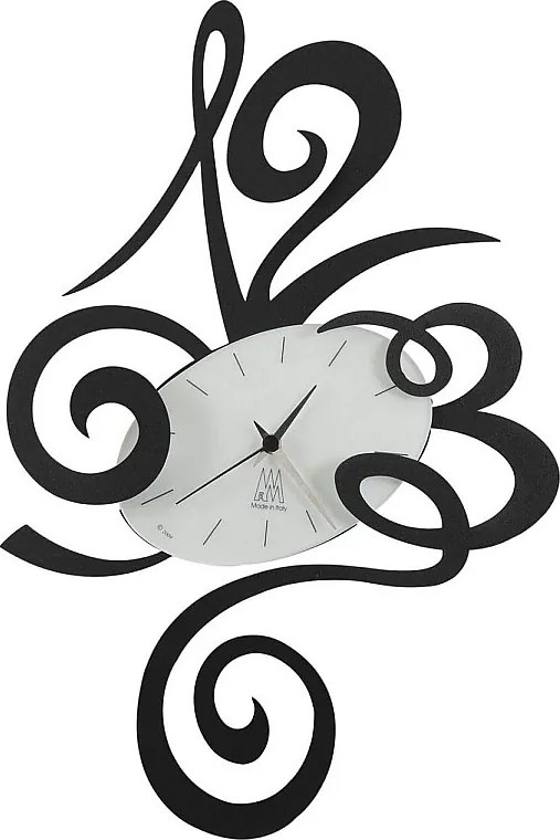 Czarny zegar ścienny Robin, Ø45 cm, wykonany ze stali, minimalistyczny i cichy design do domu i biura, wyprodukowany we Włoszech