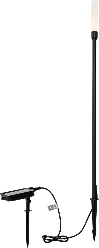 Lampa podłogowa zewnętrzna czarna z wbudowanym akumulatorem LED i panelem słonecznym - Barry