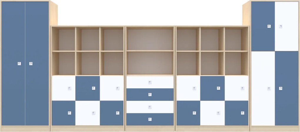 Zestaw mebli do szkół podstawowych Blox Colours 18, fronty pastelowe niebieskie
