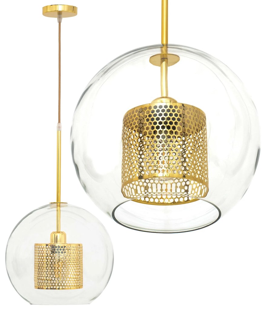 Lampa wisząca szklana loft APP555-1CP 25cm ZŁOTa