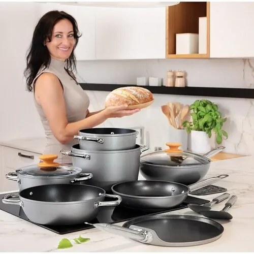 Tescoma Głęboka patelnia GrandCHEF+ o średnicy 32cm, 2 uchwyty, śred. 32 cm