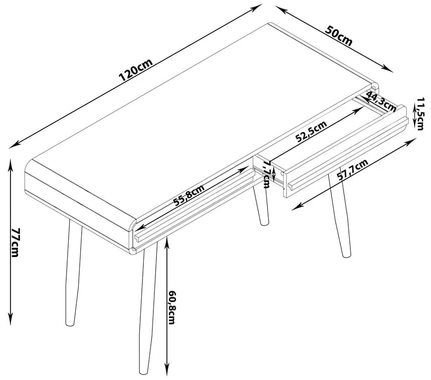 Biurko 50x120 cm Chantal – Støraa