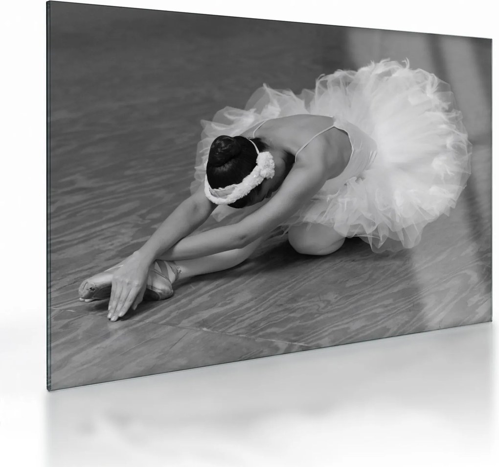Obraz na szkle - Balerina, czarno-biały (70x50 cm)