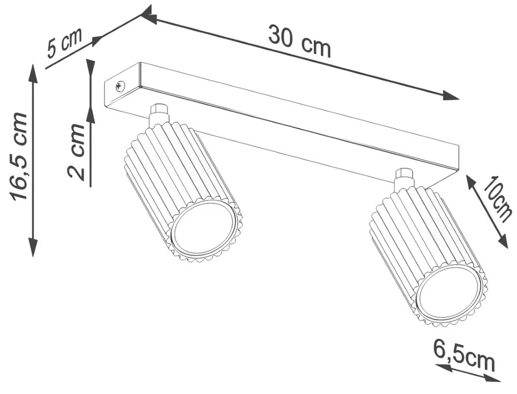 Listwa oświetleniowa 2-punktowa KARBON 2L czarna ryflowana SOLLUX  LIGHTING
