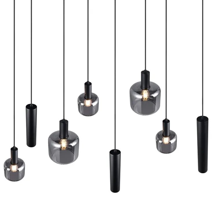 Czarna lampa wisząca z metalowo-szklanym kloszem Mataro – Trio