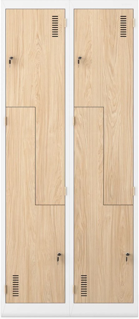 Szafa socjalna czterokomorowa Eco Design Julia 80x45x185 cm, biały/dąb sonoma