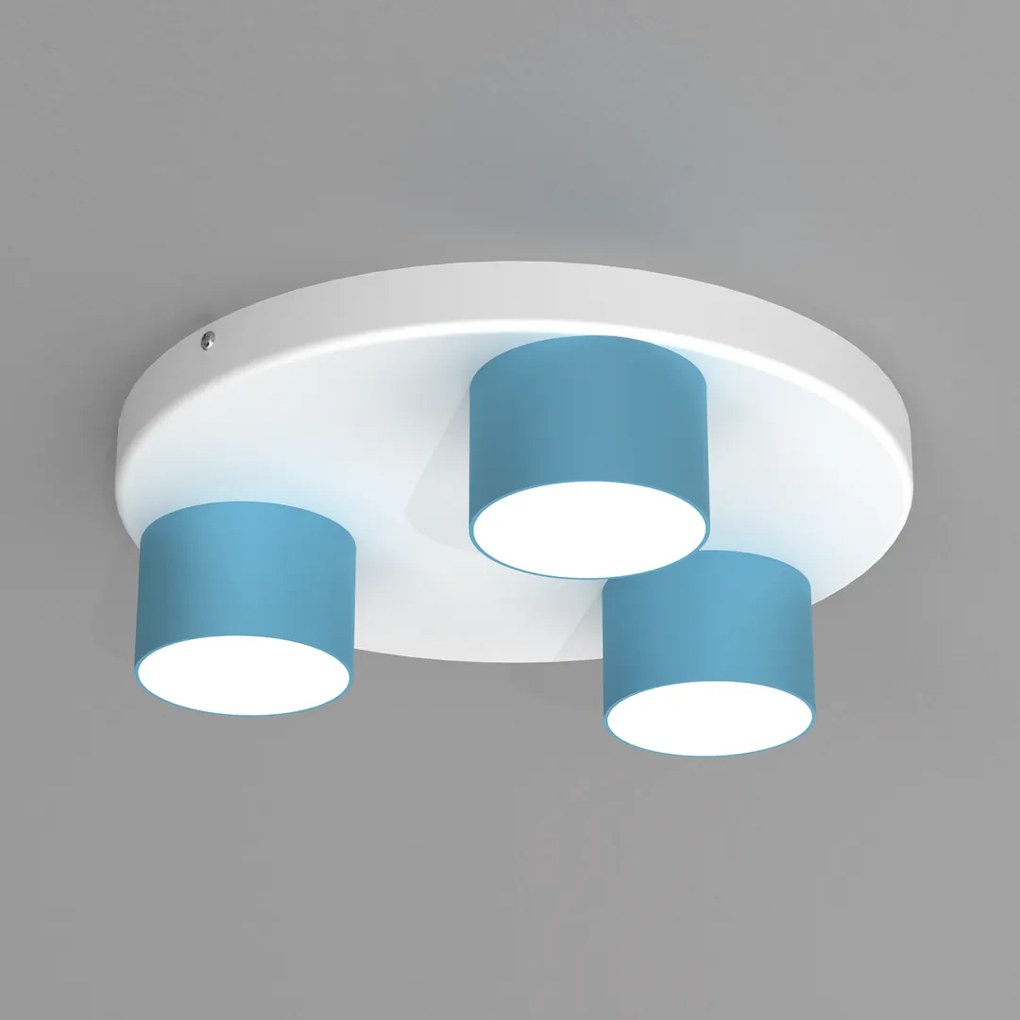 Lampa sufitowa DIXIE Blue/White 3xGX53, niebieska, na kole potrójna