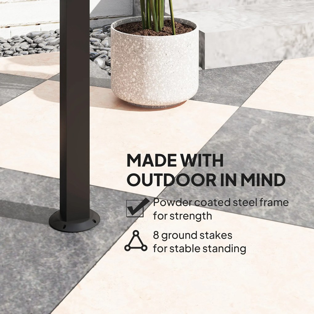 Outsunny Pawilon Grillowy, 2 Boczne Półki, Haki, Rama ze Stali, 1,1 x 2,3m, Ciemnoszary