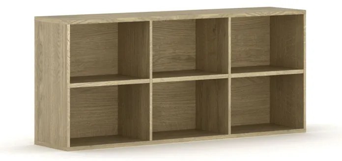 Biblioteka ścienna INTEGRO, 835 x 1750 x 400 mm, 6 półek, dąb naturalny