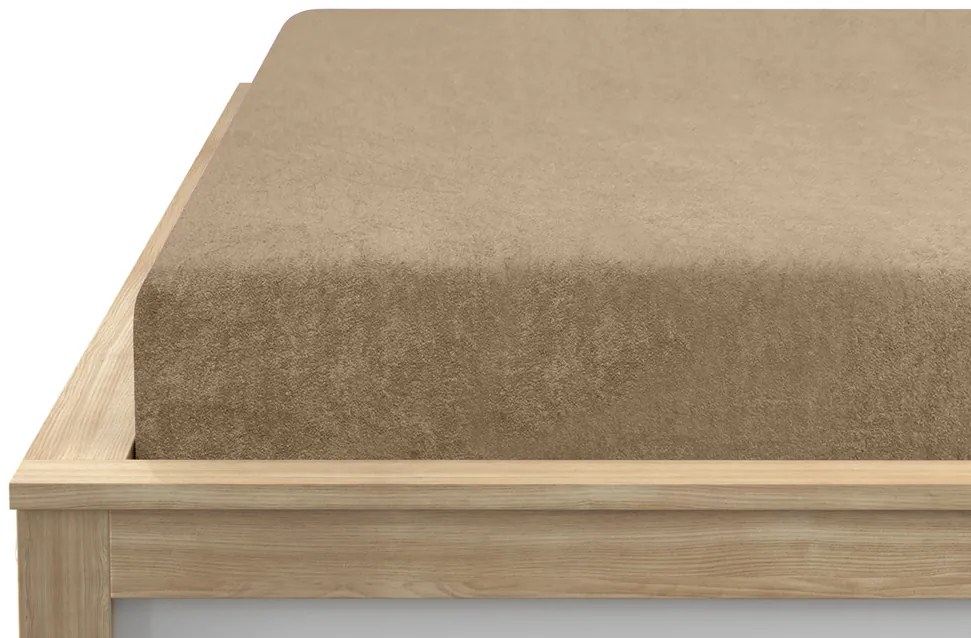 PrzytulneMieszkanie.pl Frotte prześcieradło EXCLUSIVE beżowe 90 x 200 cm