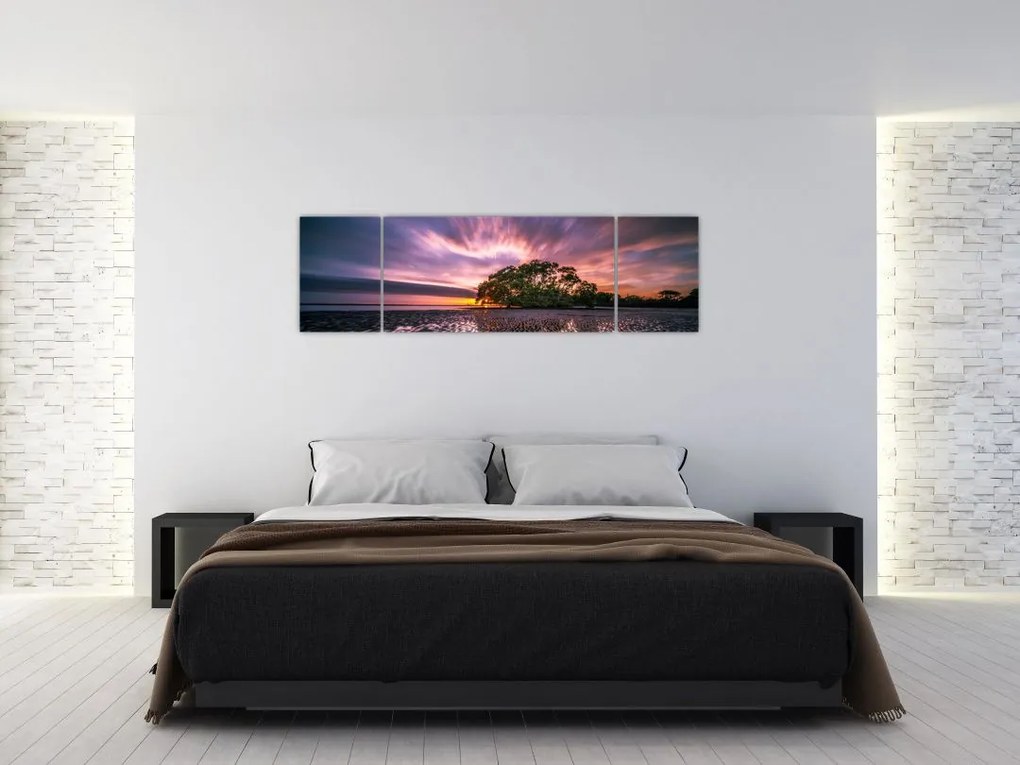 Obraz plaży o zachodzie słońca (170x50 cm)