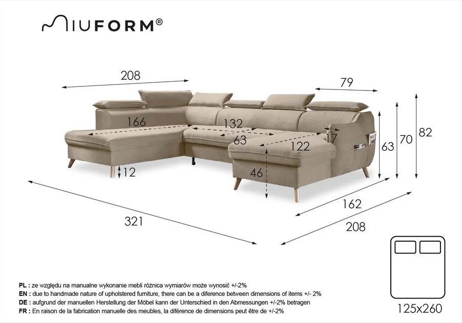 Jasnoszary rozkładany narożnik (lewostronny) Sweet Harmony – Miuform