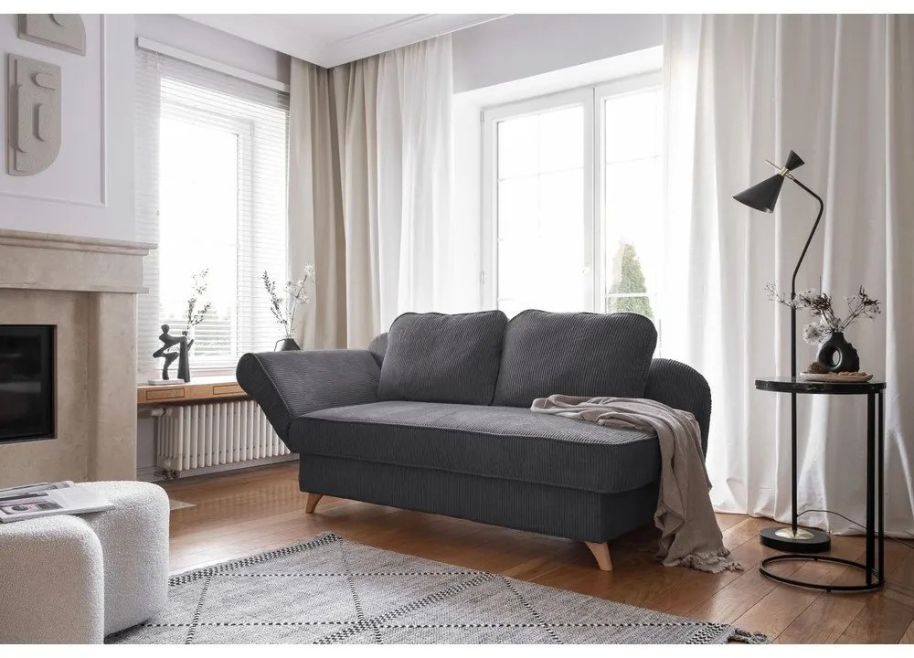 Szary sztruksowy szezlong (lewostronny) Chic Charlotte – Miuform