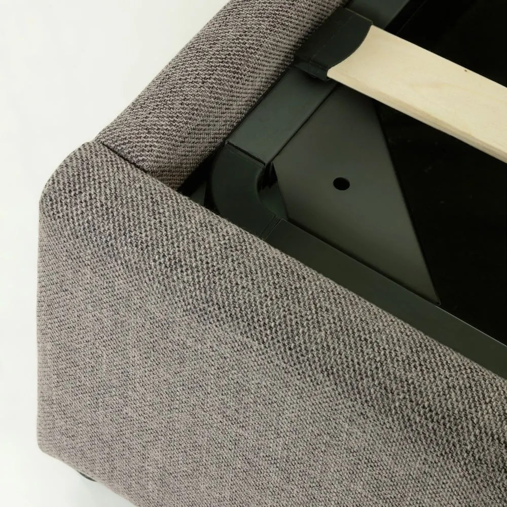 Szare tapicerowane łóżko dwuosobowe ze schowkiem i stelażem 180x200 cm Nahiri – Kave Home