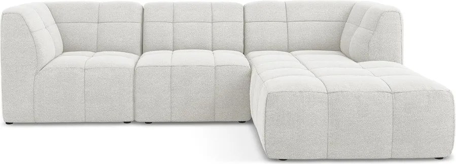 Biały narożnik z materiału bouclé (prawostronny/z szezlongiem) Aloha – Makamii