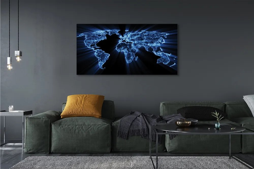 Fotoobraz na płótnie Niebieska Mapa Świata