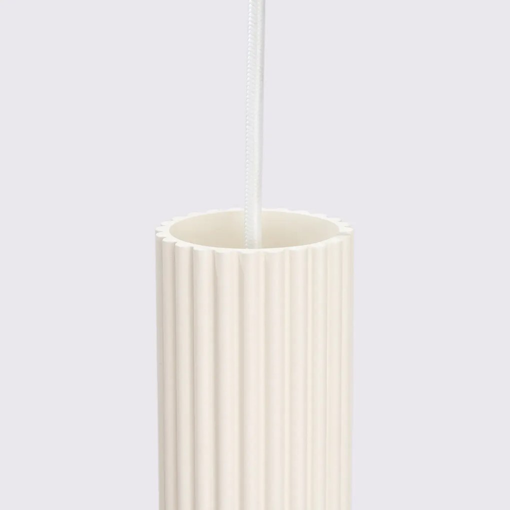 Lampa wisząca KARBON 1 beżowa ryflowana SOLLUX  LIGHTING