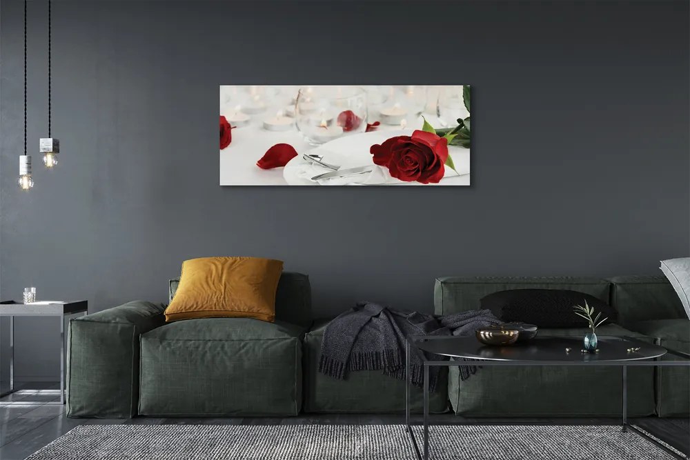 Duży obraz na płótnie Romantyczna Kolacja z Różami