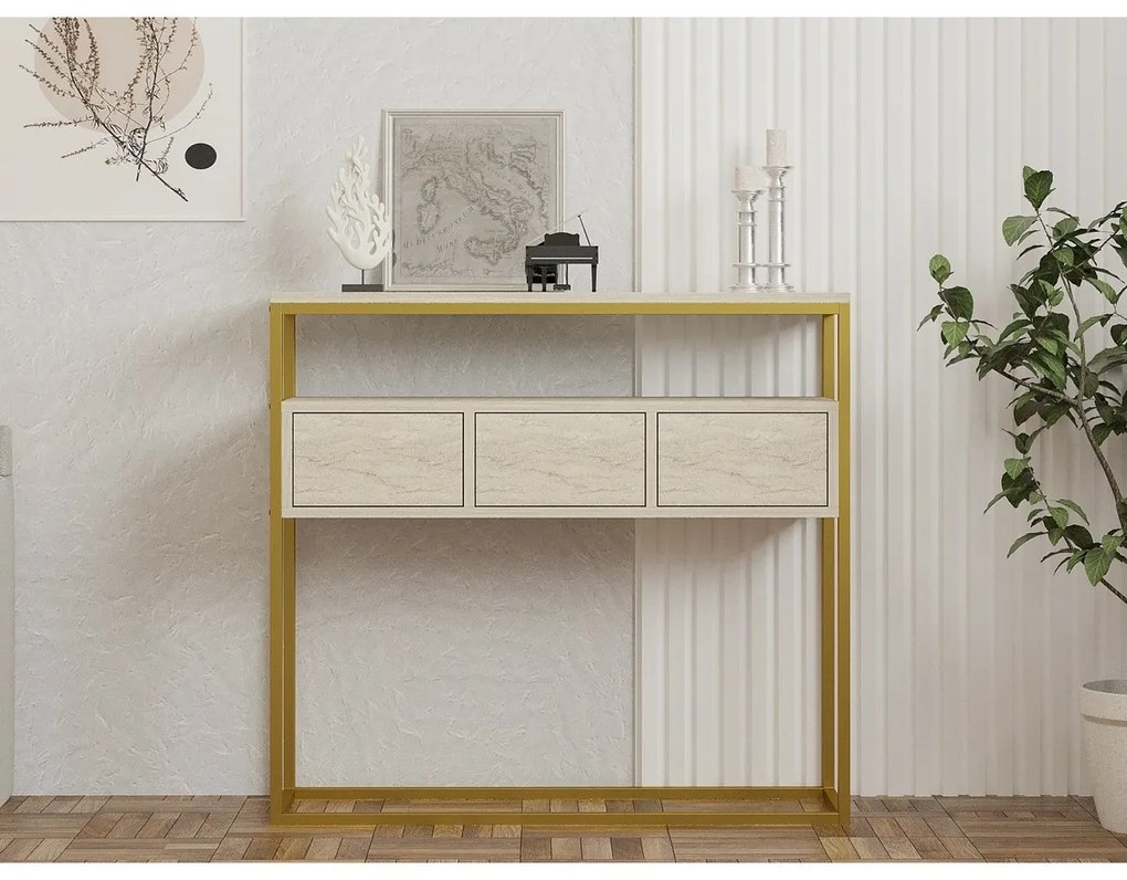 Stolik do odkładania Guarda Travertine and Gold