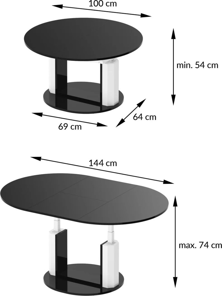 Ławostół podnoszony i rozkładany Primo Lux efekt marmuru połysk