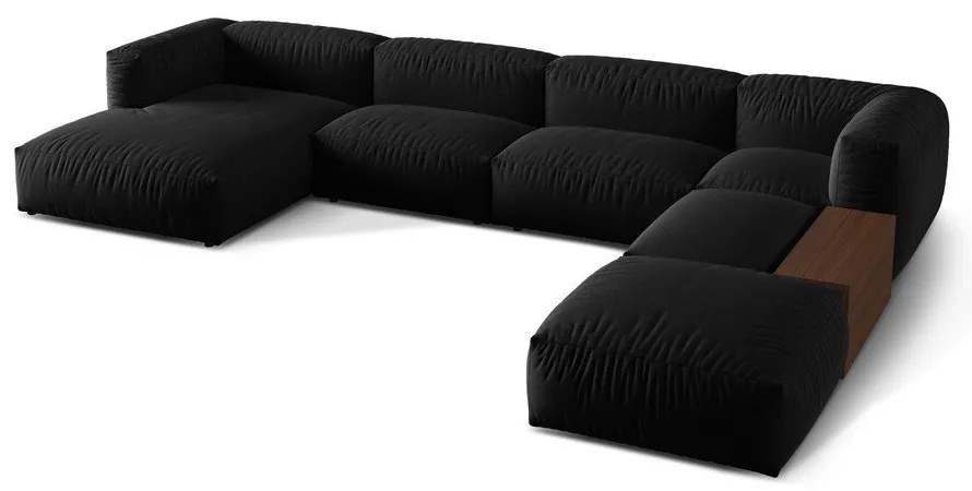 Czarny narożnik modułowy (prawostronny/w kształcie litery U) Martina – Micadoni Home