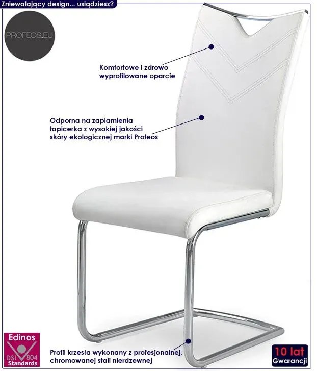 Popielate minimalistyczne metalowe krzesło na płozach T1-S72