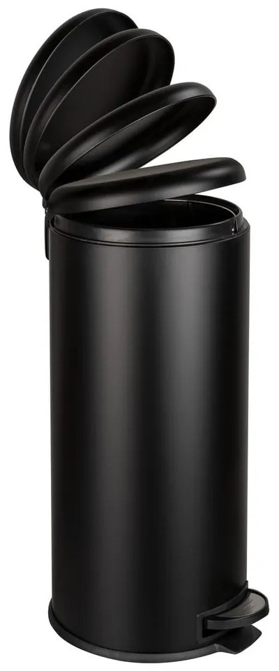 Czarny kosz na śmieci Wenko Leman Easy Close, 30 l