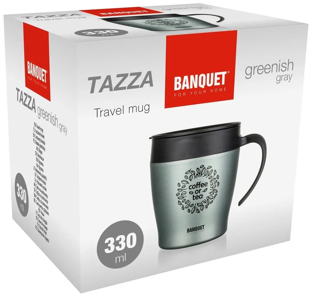 Banquet Kubek termiczny podróżny TAZZA 330 ml,zielono-szary