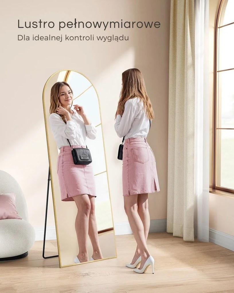 Zaokrąglone lustro UMBRA, 160x50 cm, złoty SongmicsHome