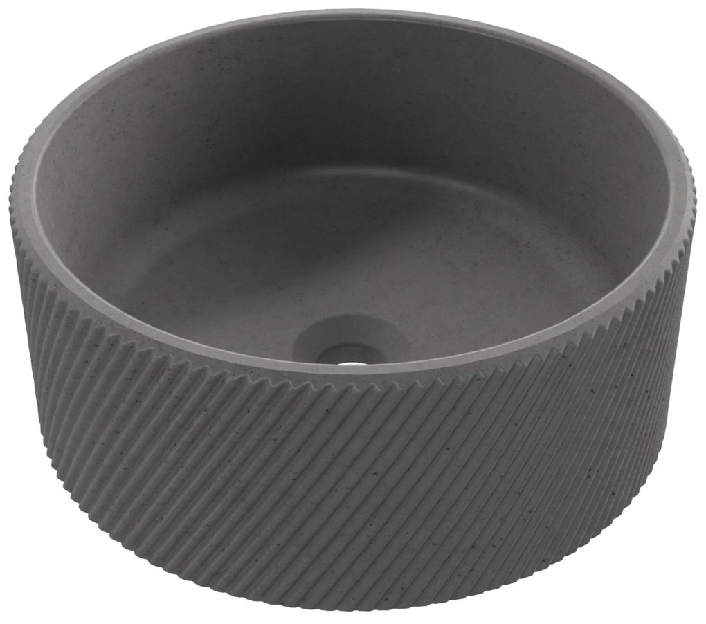 Umywalka betonowa nablatowa okrągła bez otworu na baterię 37 cm VIJA | różne kolory : Kolor - Popielaty