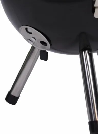 Czarny mini grill BBQ retro, przenośny, 30 cm, stalowy