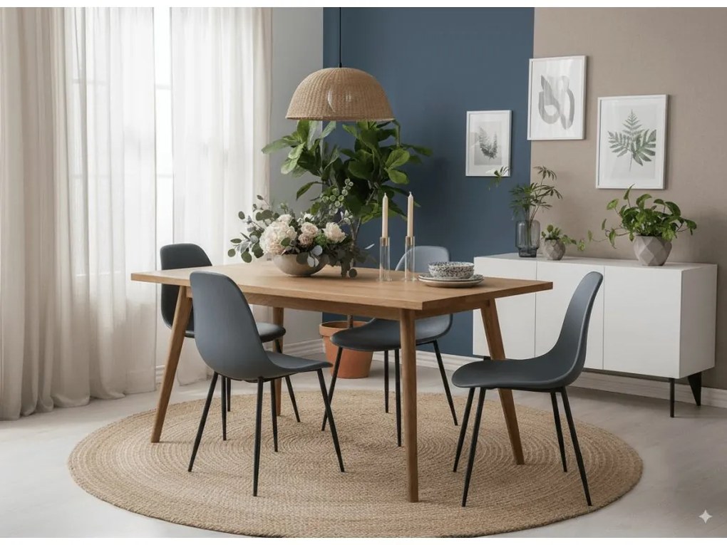 Zestaw 2 łupkowoszarych krzeseł OSAKA z czarnymi nogami