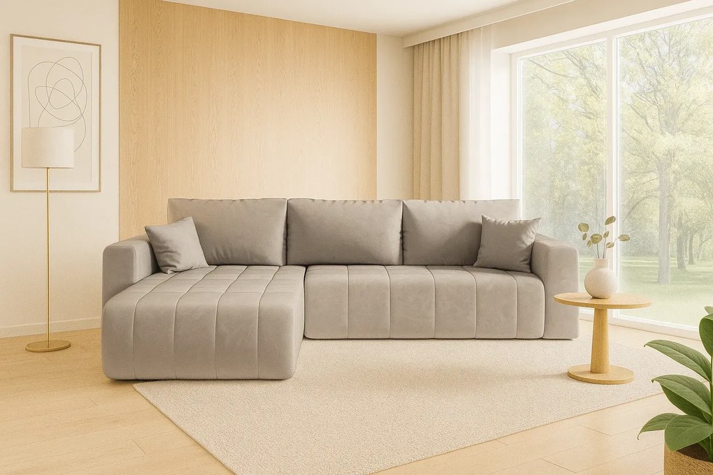 Jasnoszary nowoczesny narożnik rozkładany M2-R31